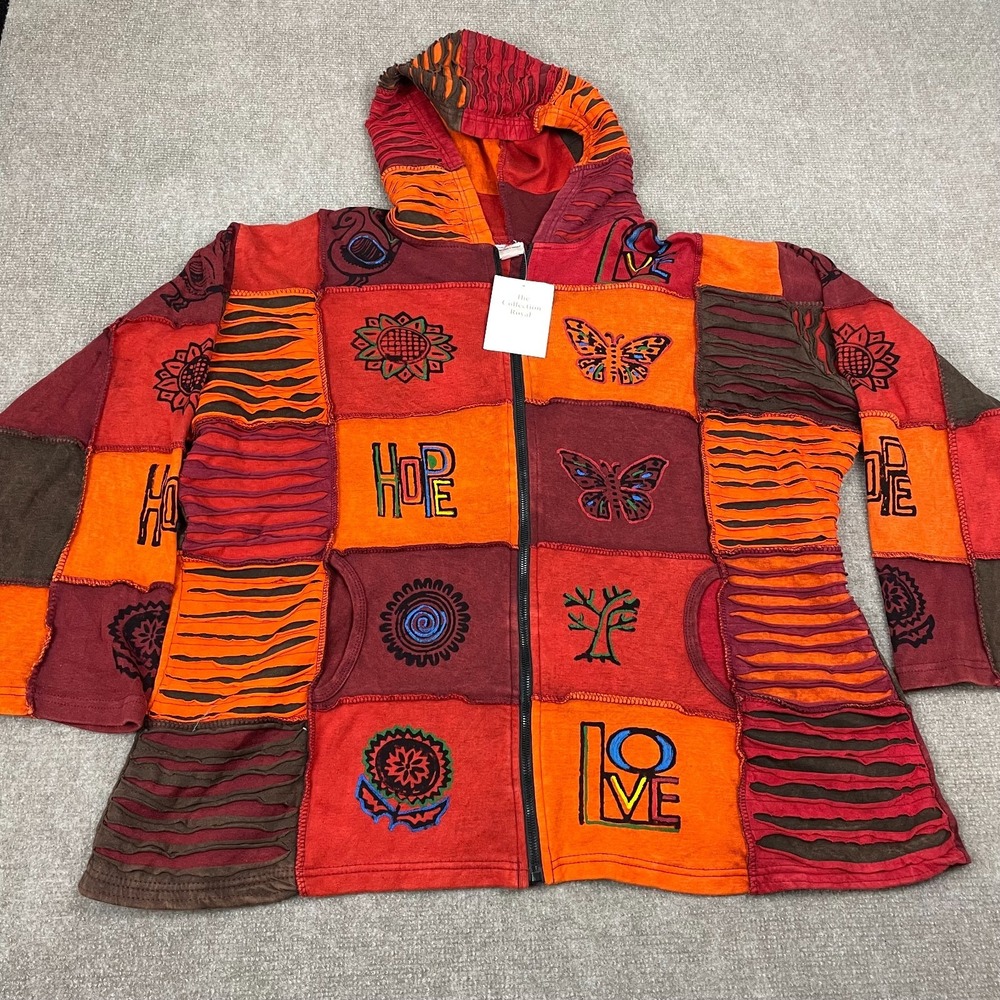 Greater Good Network Hooded Jacket Womens 3XL Multicolor Patchwork Full Zip